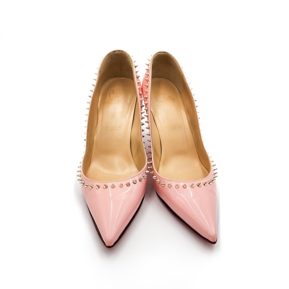 Christian Louboutin Pink Patent Leather Spike Anjalina 85 Pumps EU 37.5 - Picture 3 of 8